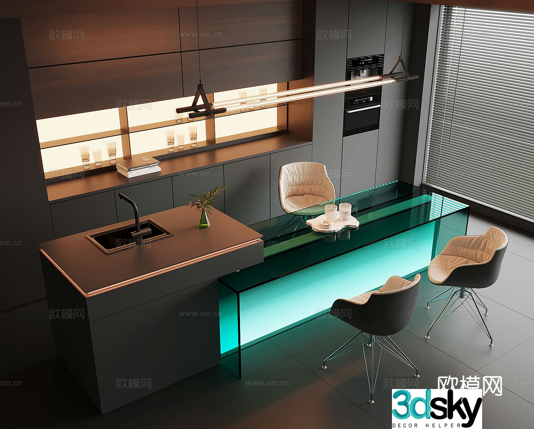 Nakashima bar water bar 3d model