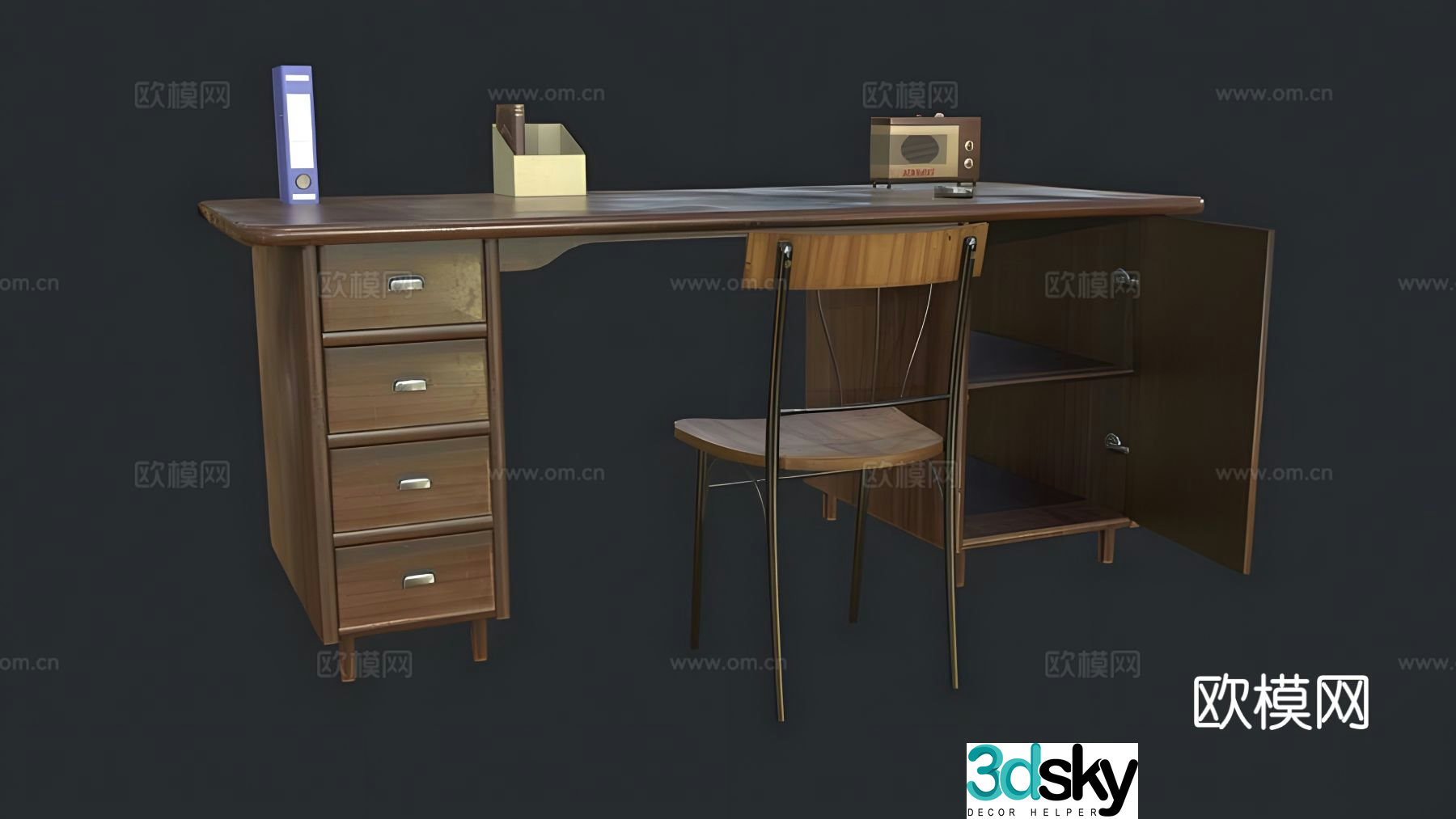 Retro desk writing desk 3d model