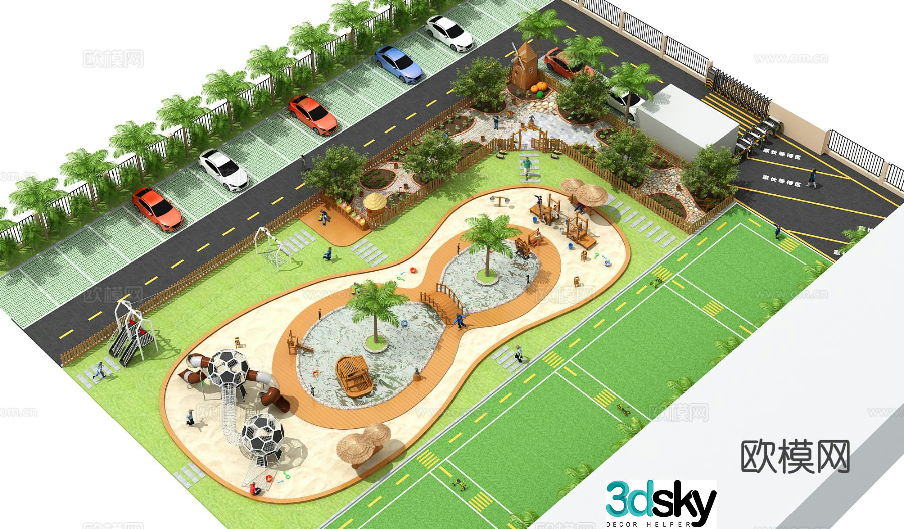 Children's outdoor venue planning water play area sand play area 3D model