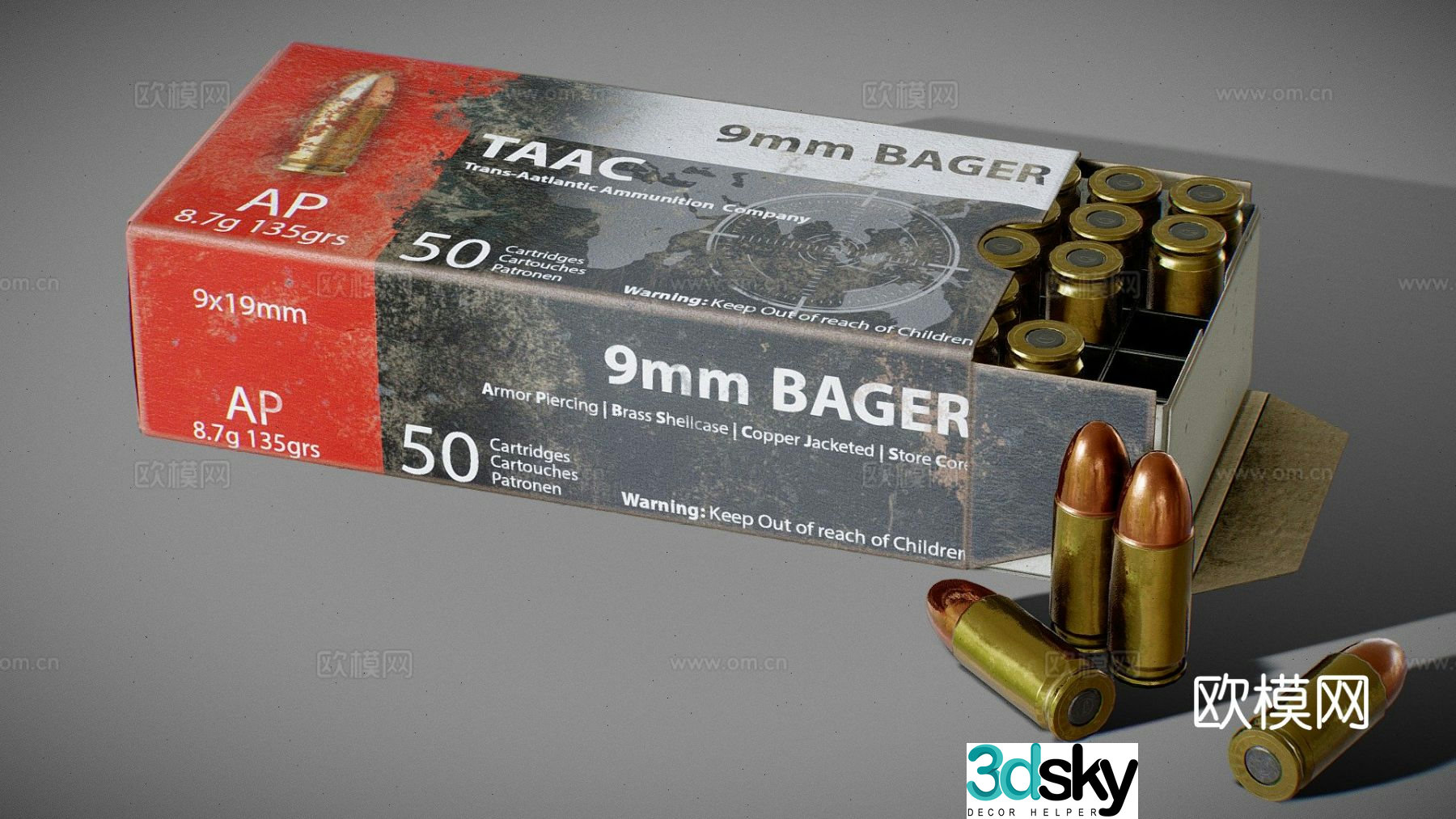 Old damaged ammunition box 3d model