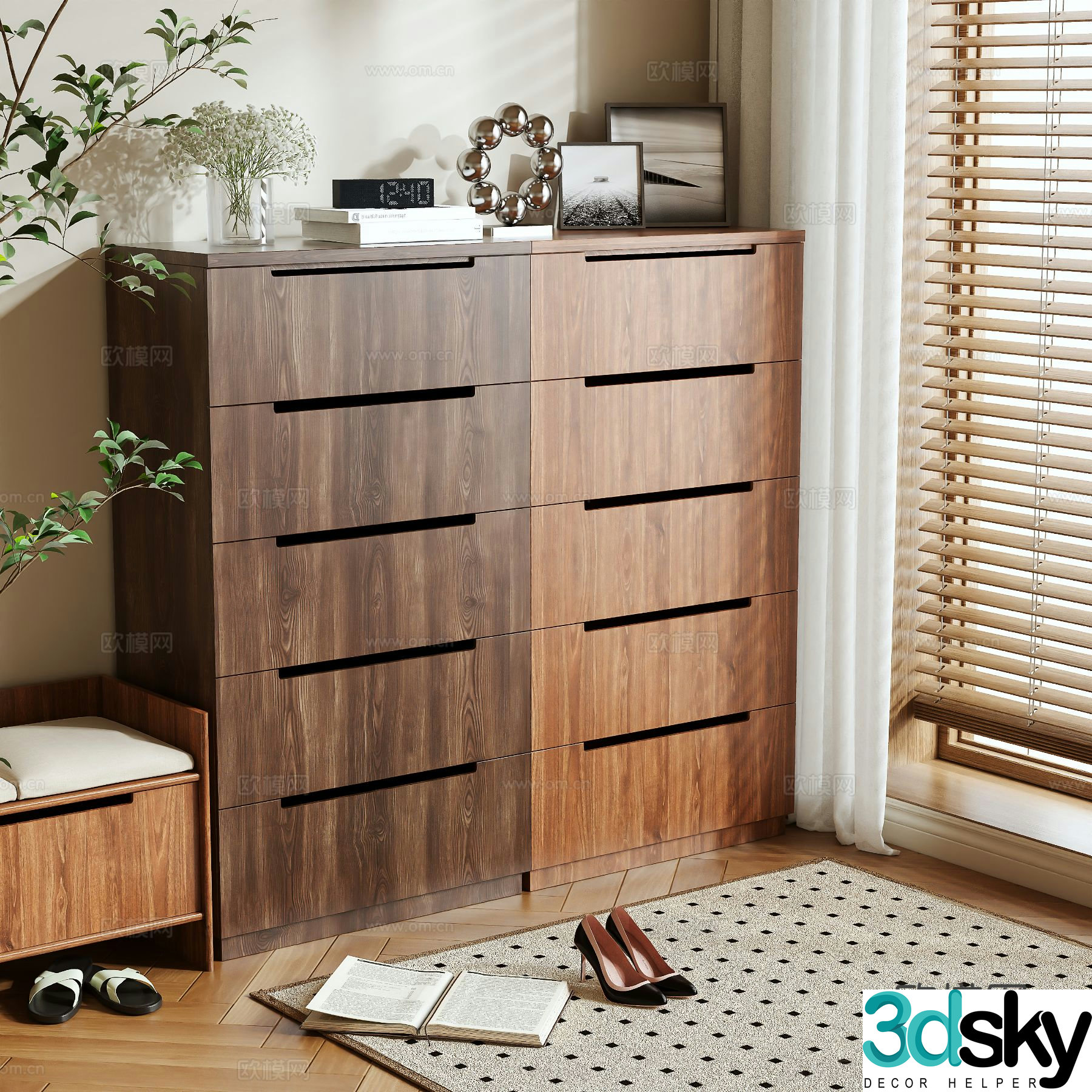 Wabi-sabi shoe cabinet 3d model