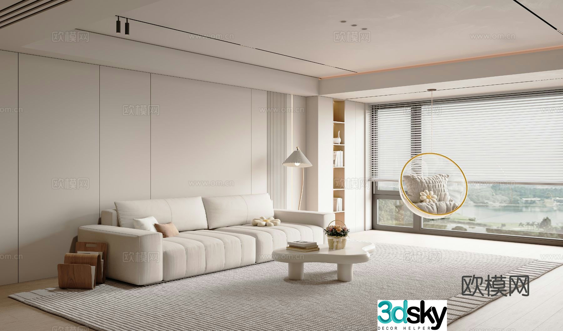 Cream style living room 3d model