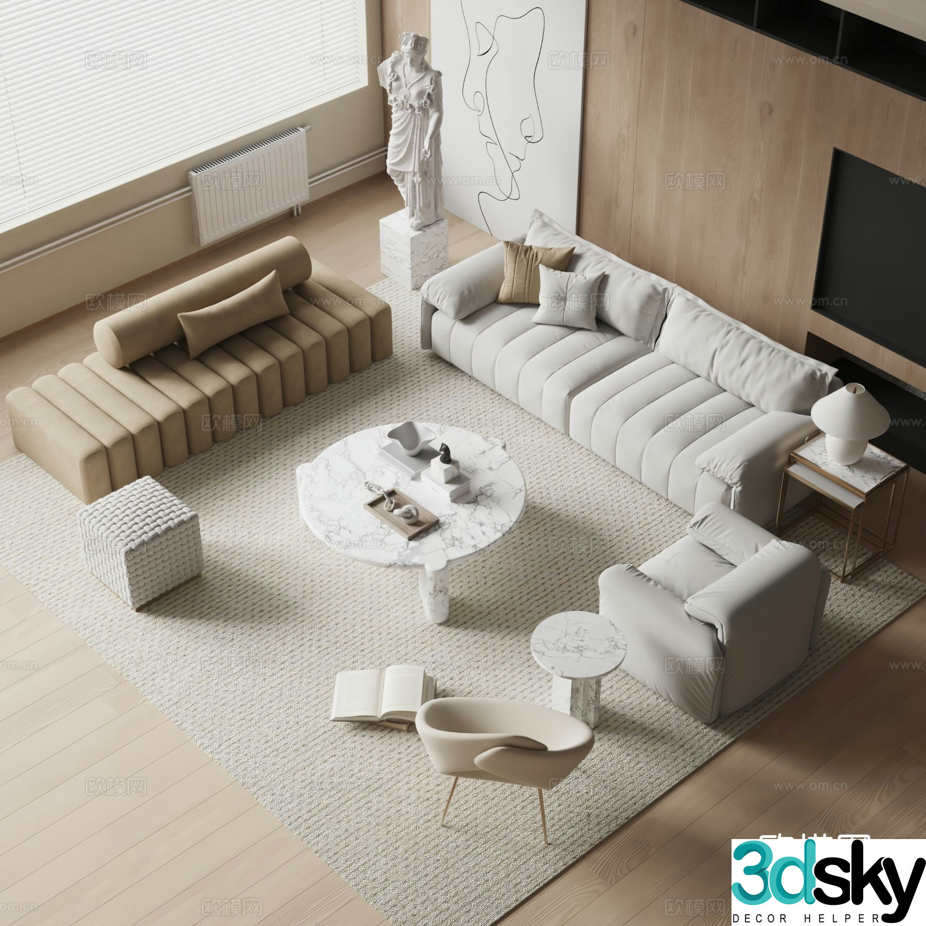 Modern sectional sofa 3d model