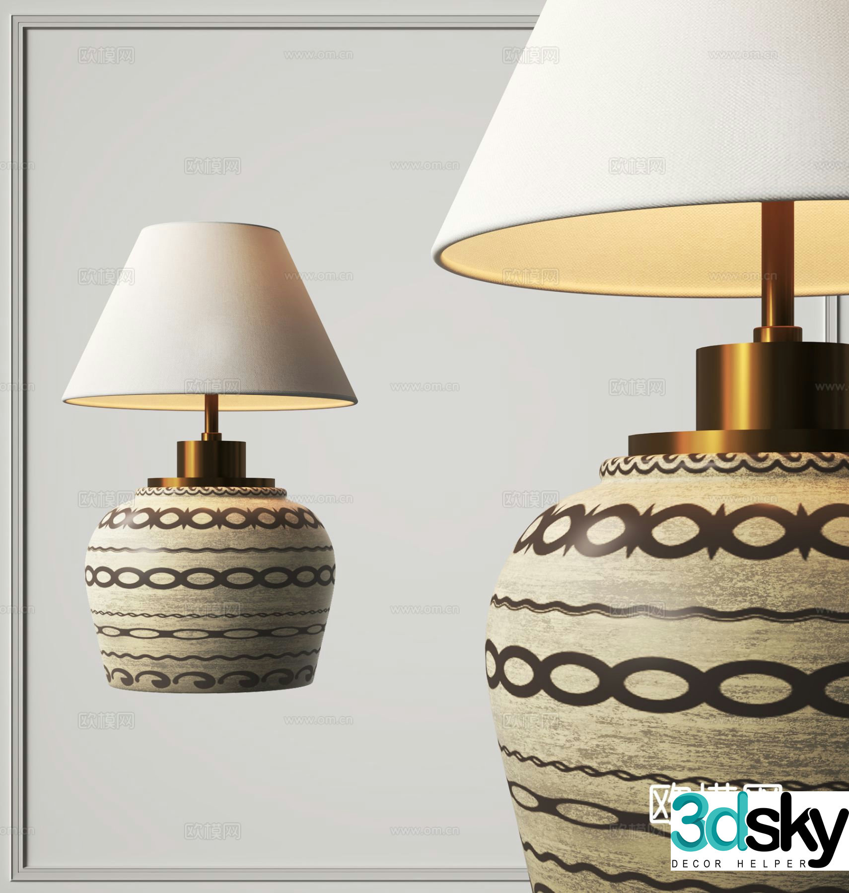 Medieval style table lamp bedroom table lamp 3d model