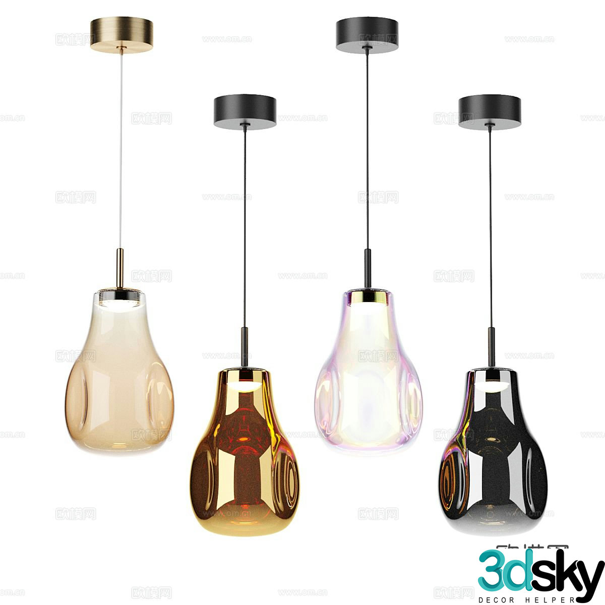 Light luxury chandelier glass chandelier restaurant chandelier 3d model