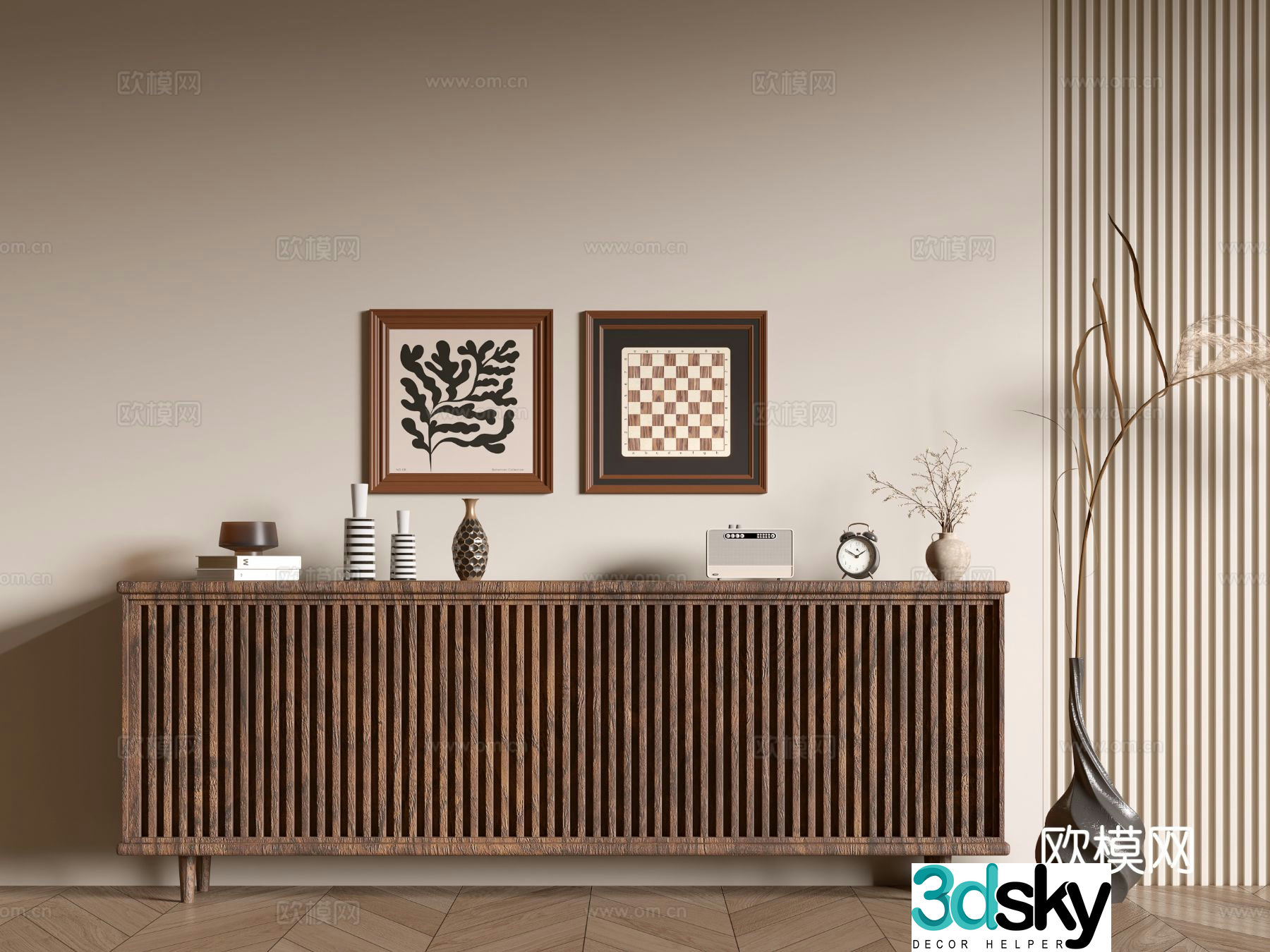 Medieval style entrance cabinet and side cabinet 3D model