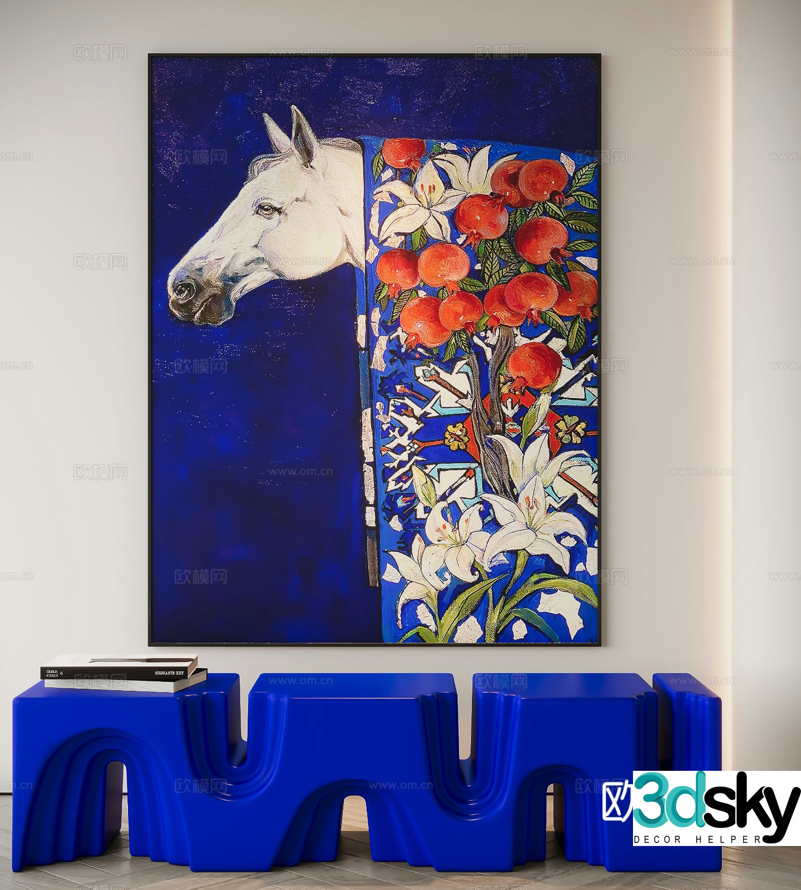 Modern Klein blue hanging painting art painting 3d model