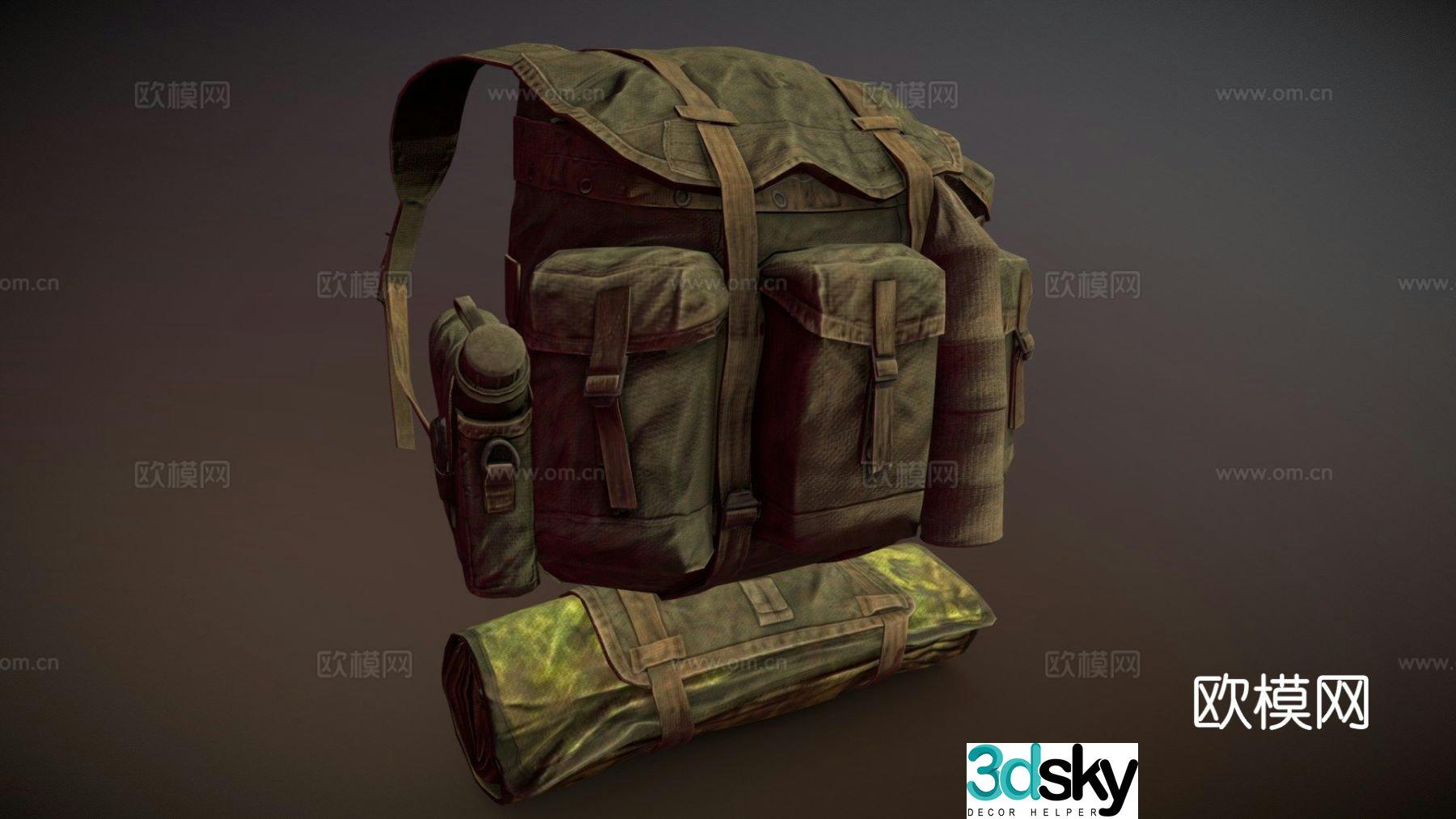 Tropical backpack backpack military backpack 3d model