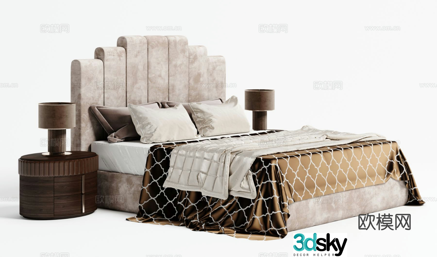 Modern double bed 3d model