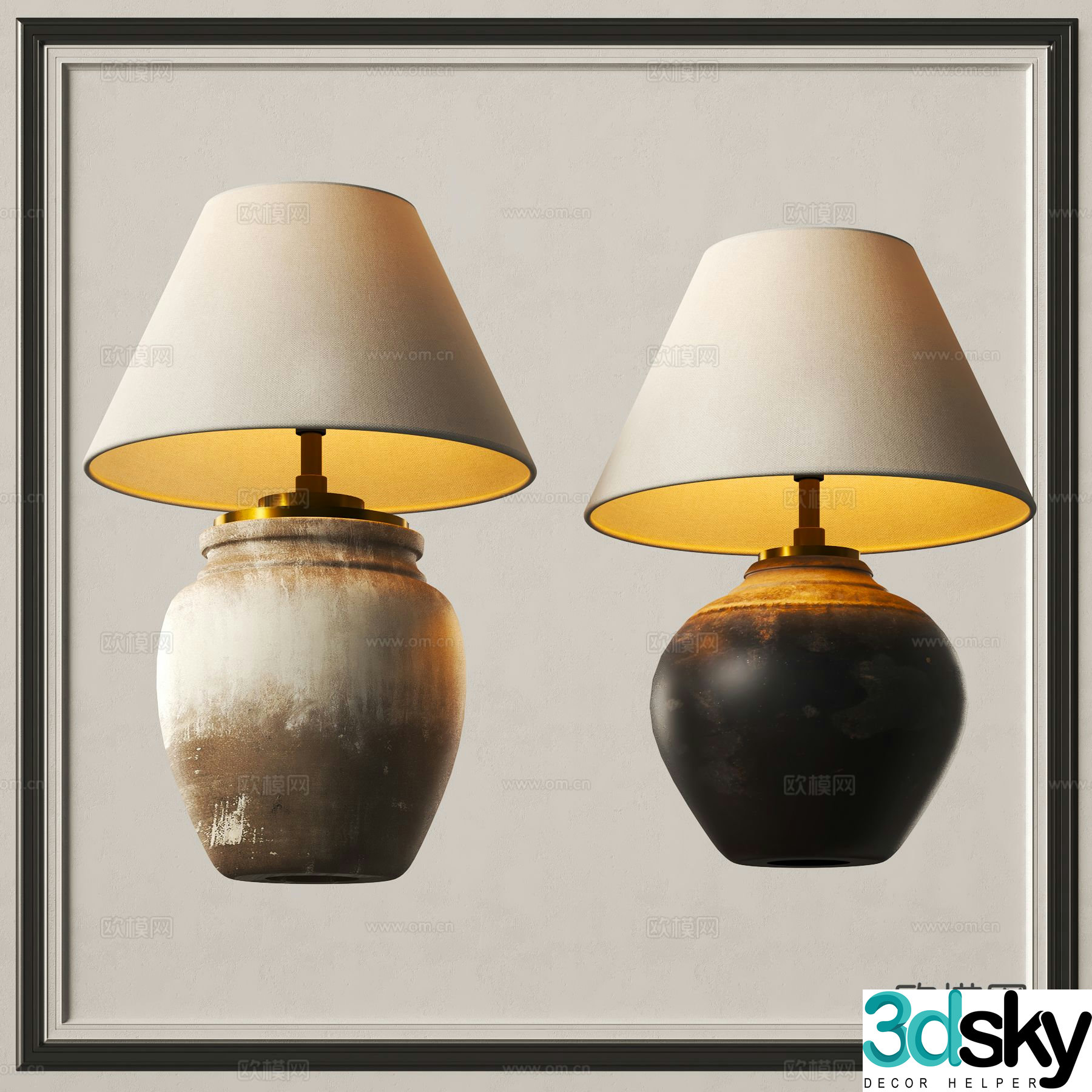 Wabi Sabi desk lamp retro desk lamp 3d model
