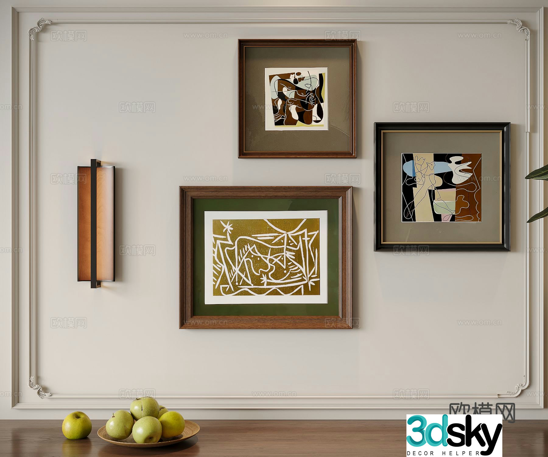 Medieval combination hanging painting decorative painting 3D model