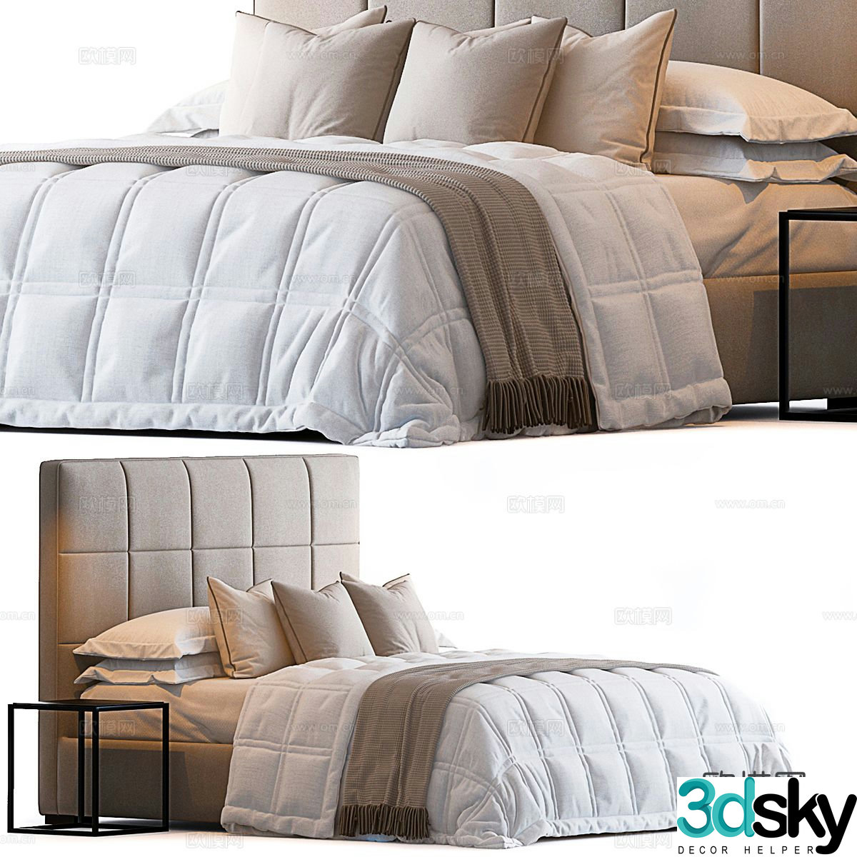 Modern double bed 3d model