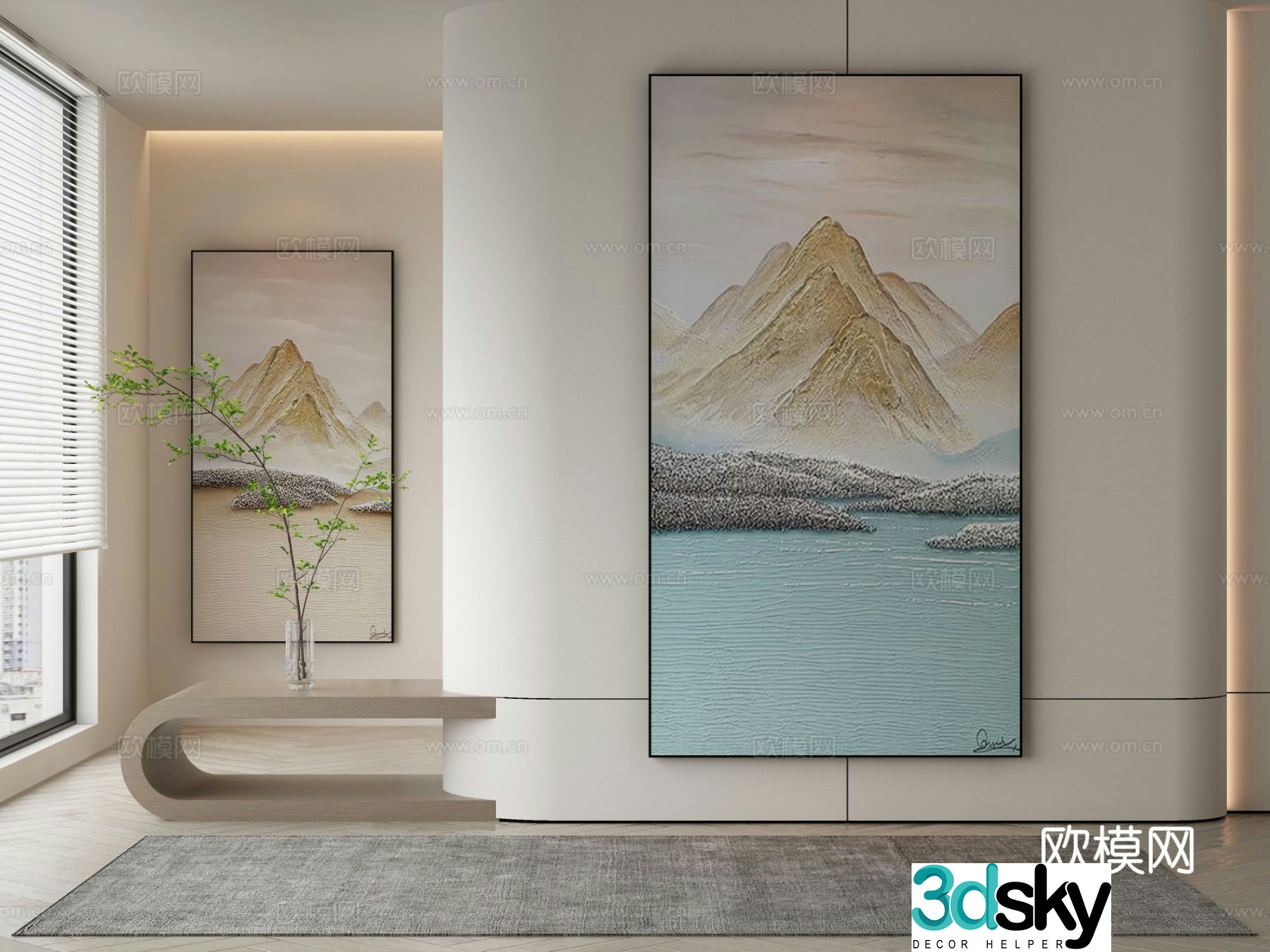 Modern landscape painting decorative painting 3d model