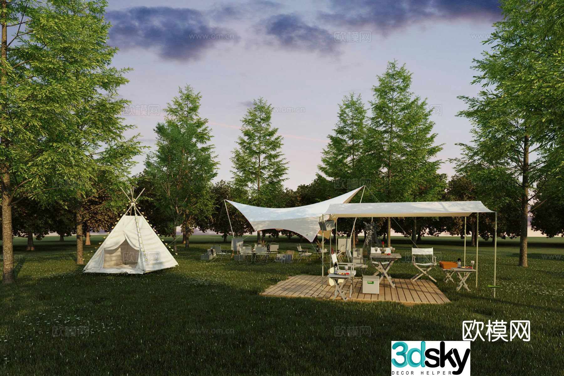 Modern campsite 3d model