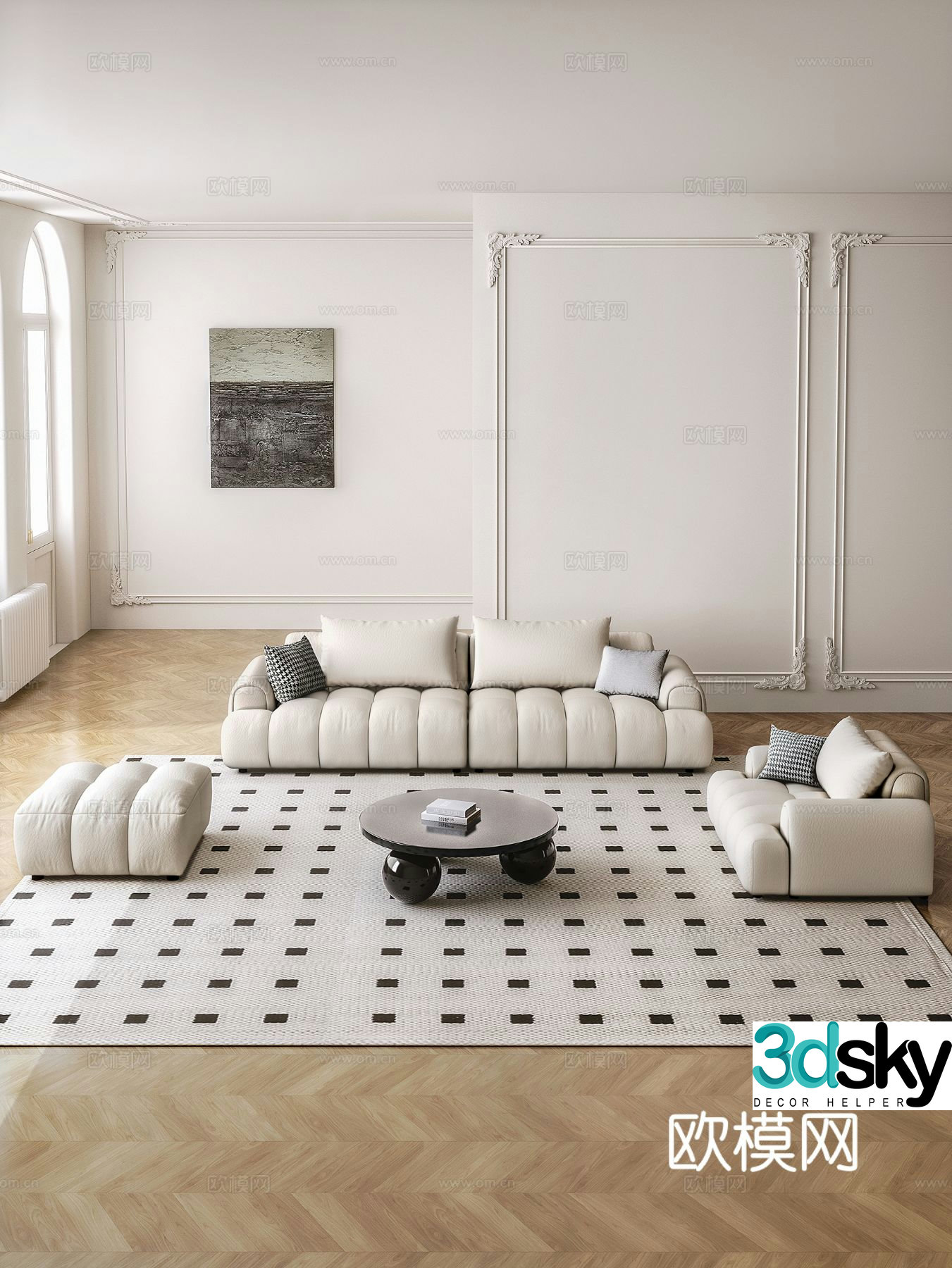 French sectional sofa 3d model