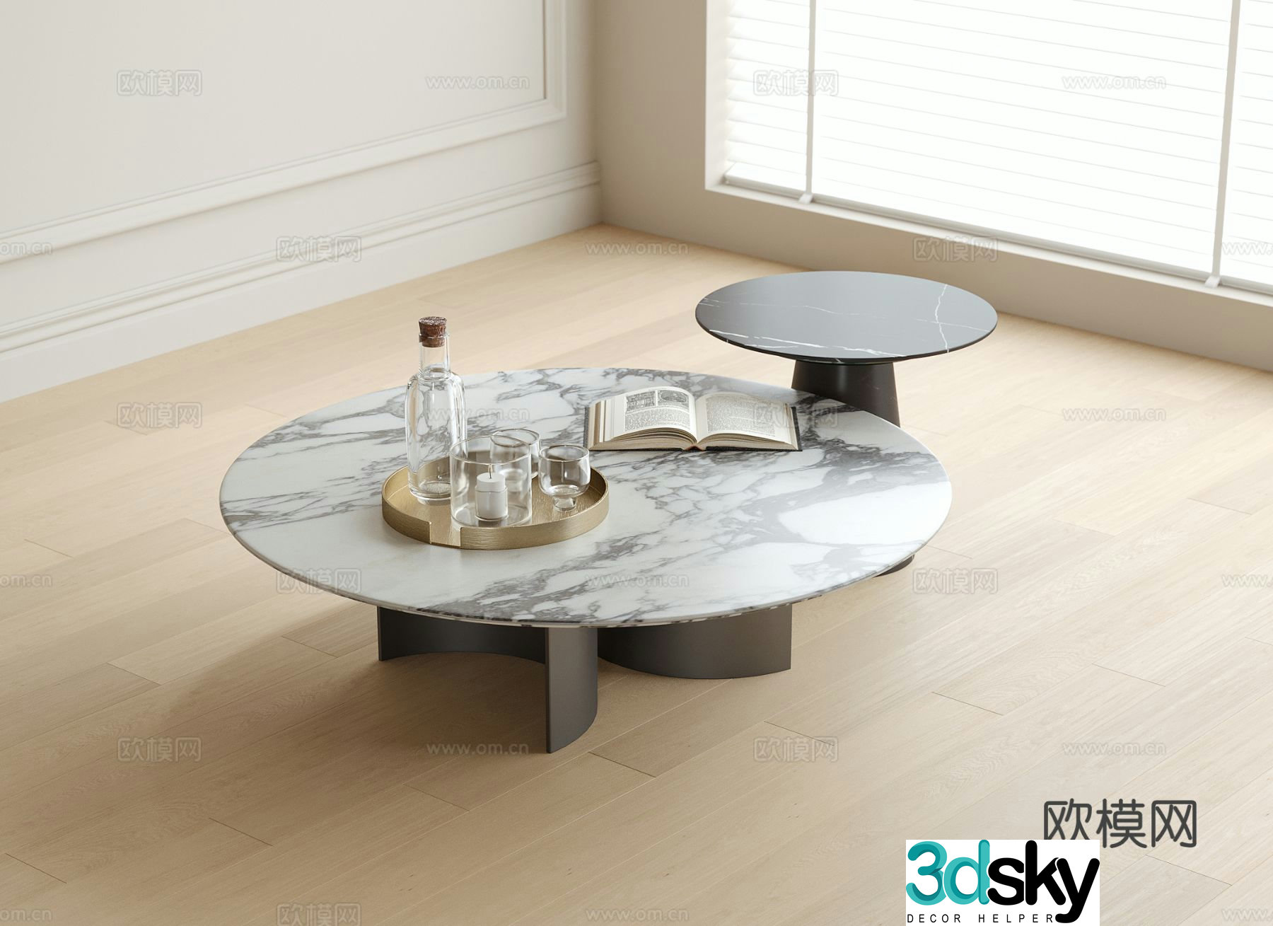Modern double coffee table 3d model
