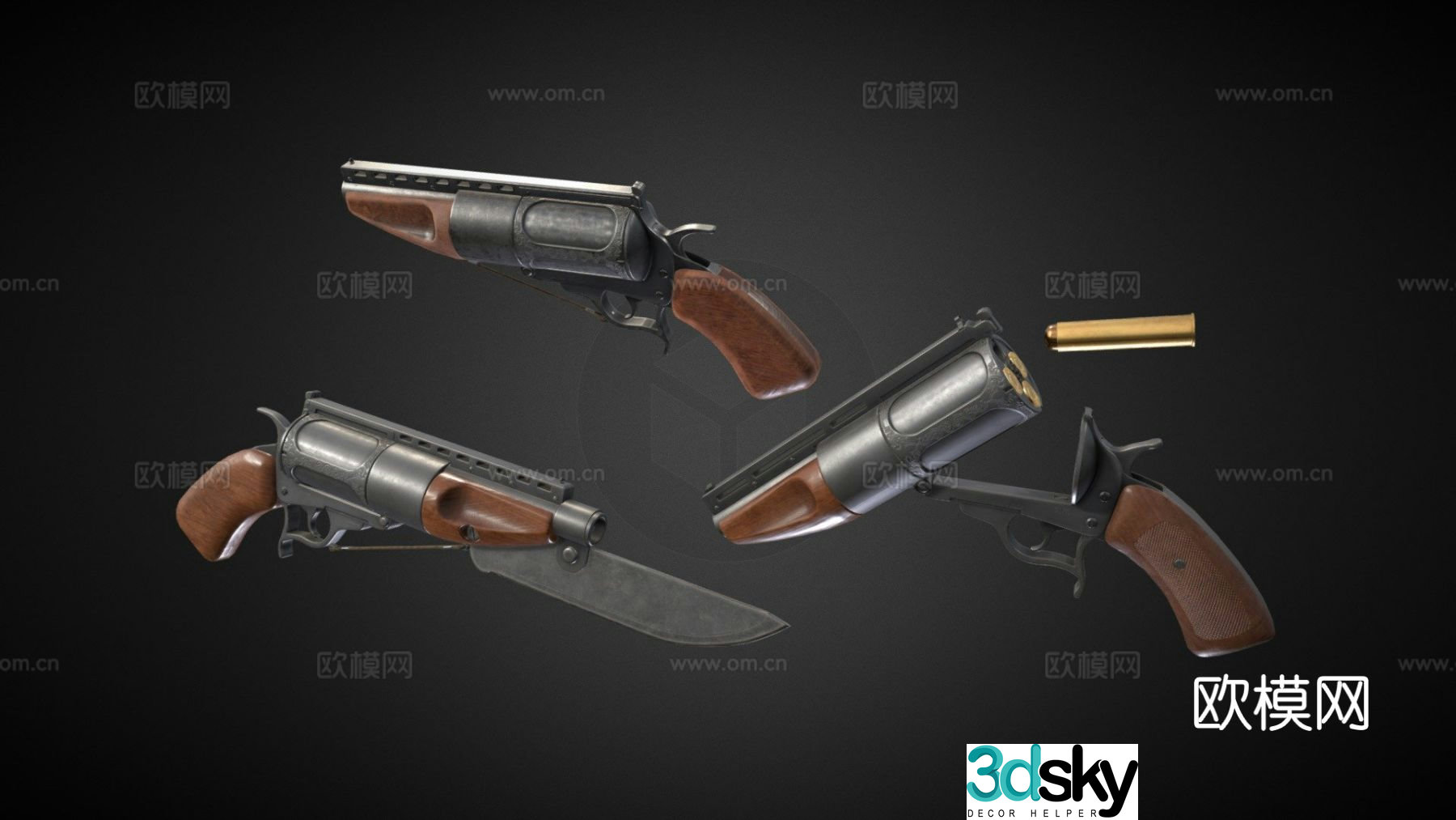 Knife pistol 3d model