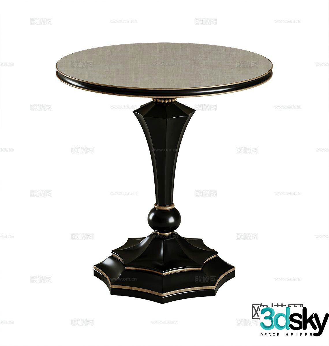 American round table and corner table 3D model
