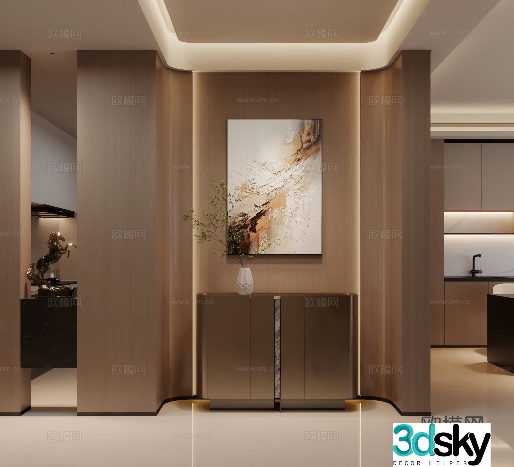 Italian style entrance hall decorative entrance aisle 3D model