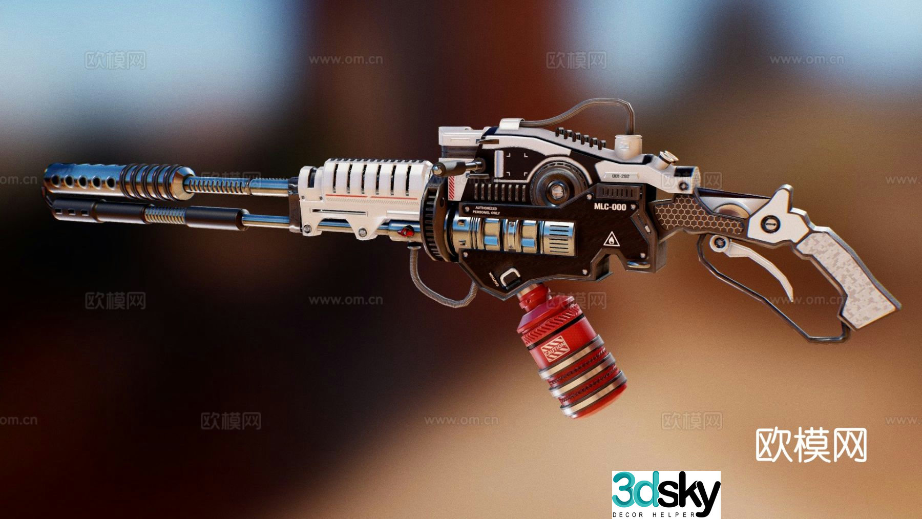 pistol flamethrower 3d model