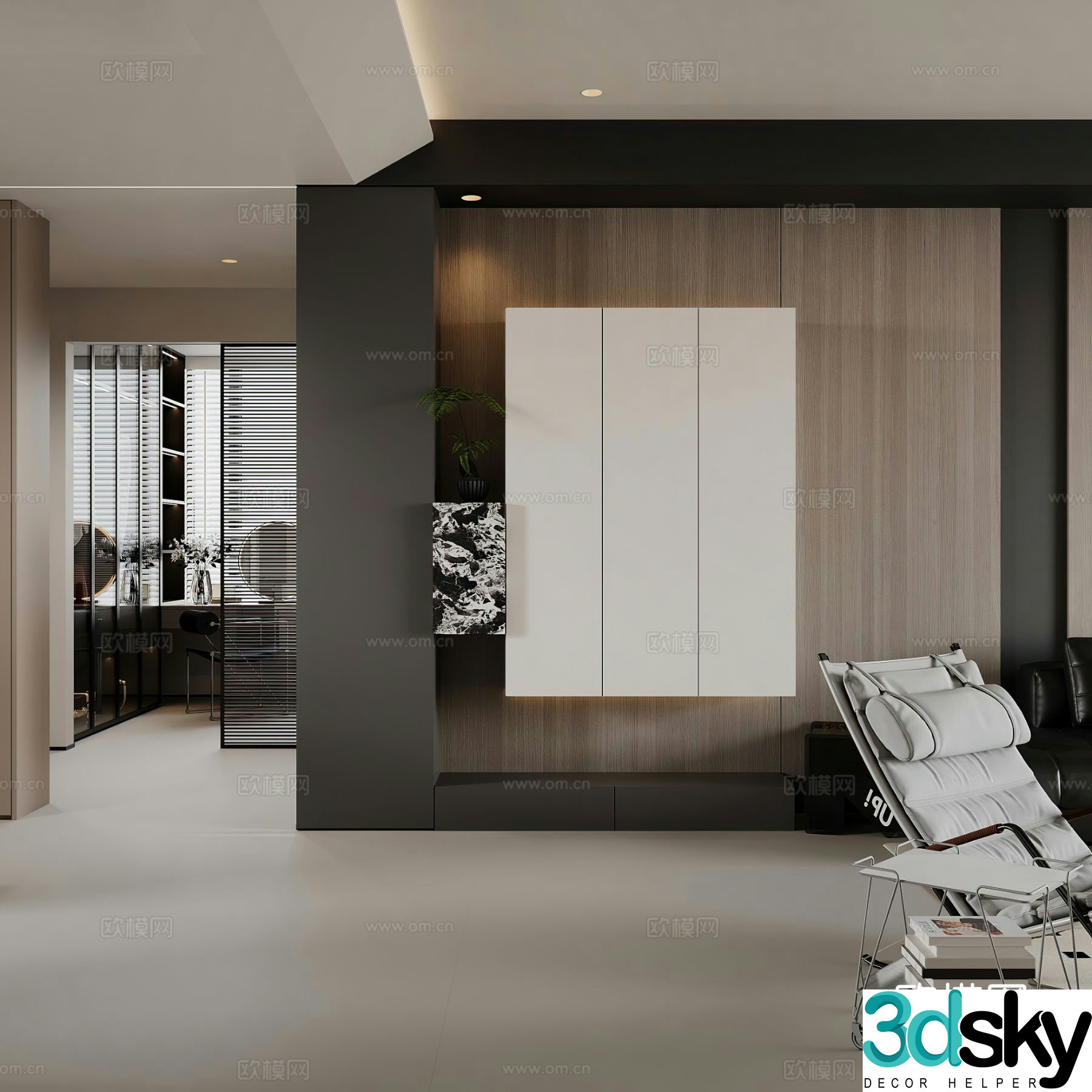 Italian style entrance hall decorative entrance aisle 3D model