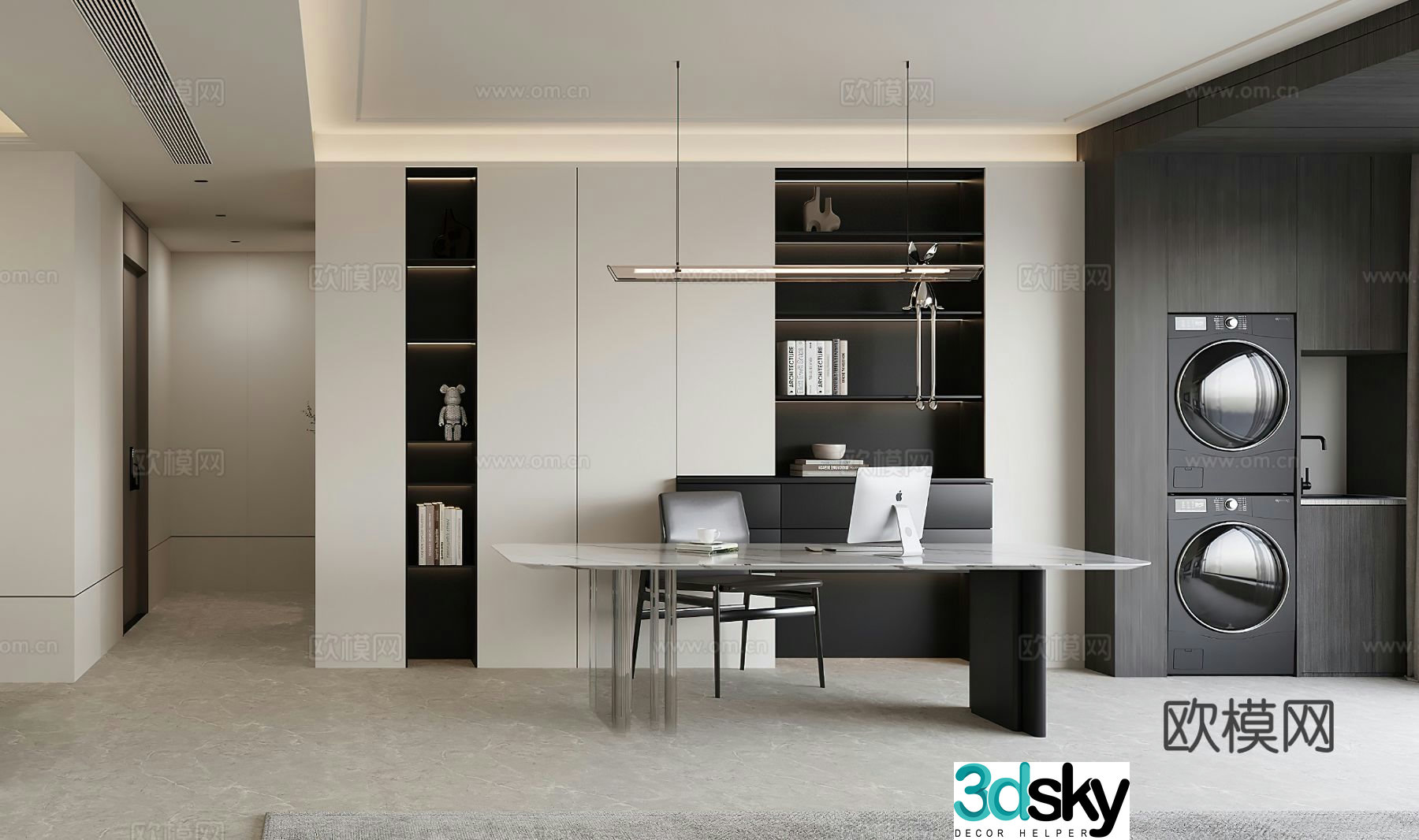 Modern study room 3d model
