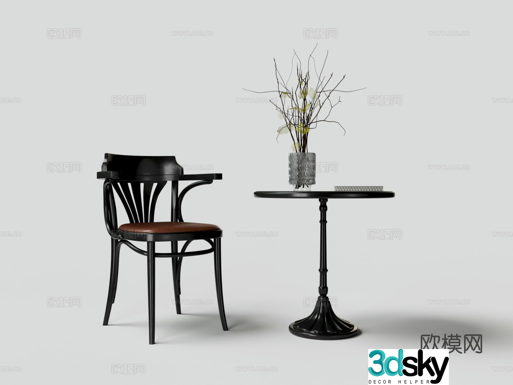 Modern leisure table and chairs 3d model