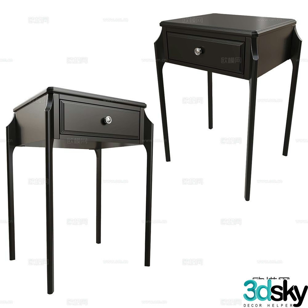French bedside table 3d model