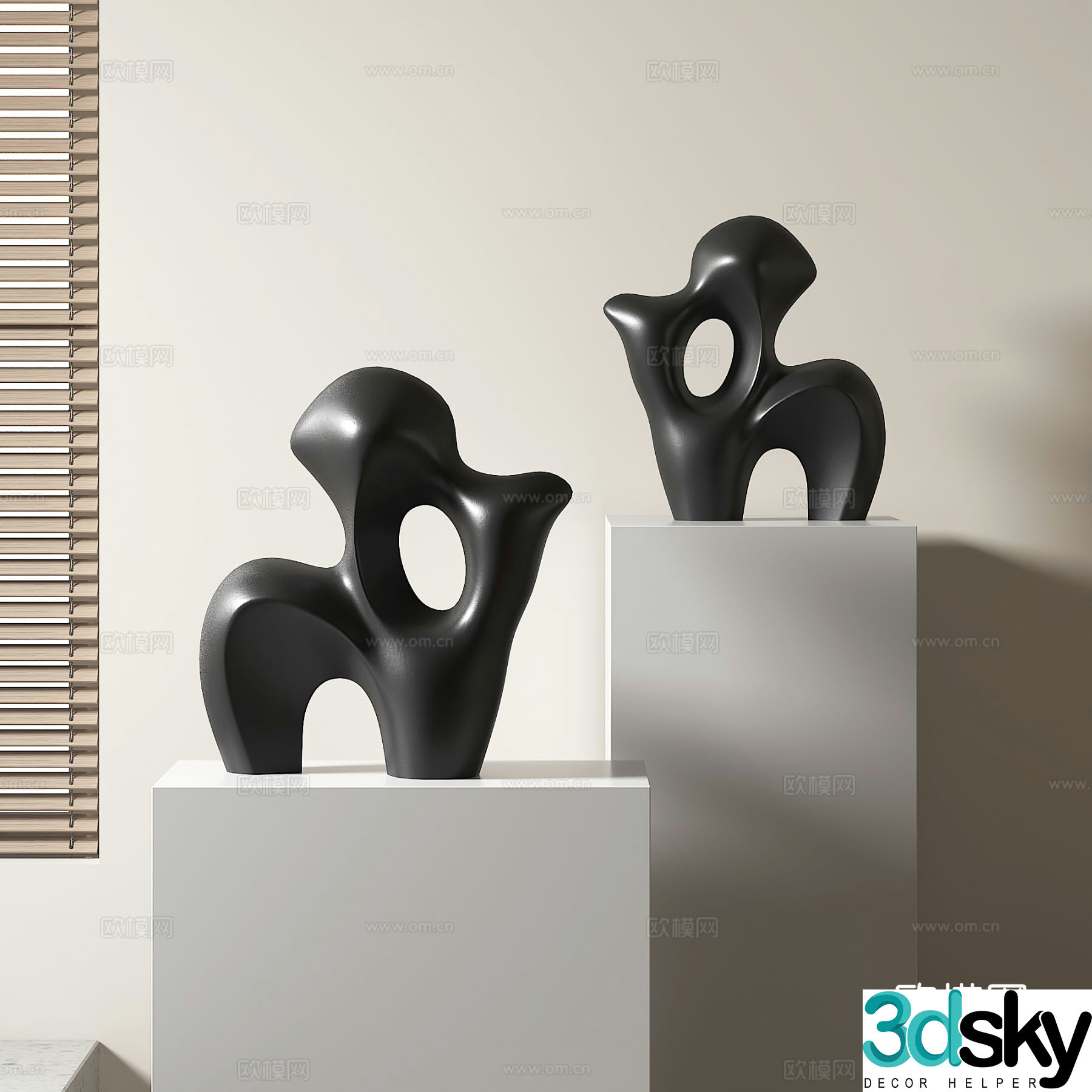 Modern abstract ornament dark sculpture 3d model