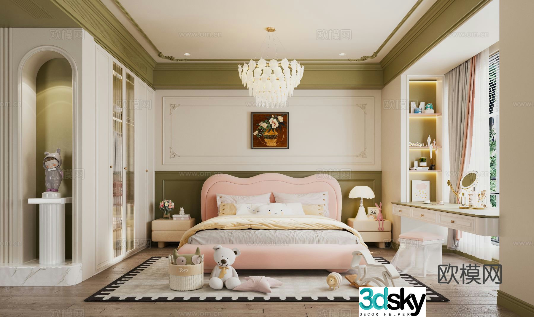 French style children’s room girl’s room 3d model