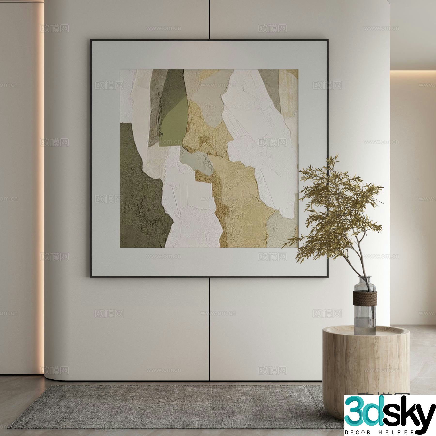 Modern texture painting decorative painting 3d model