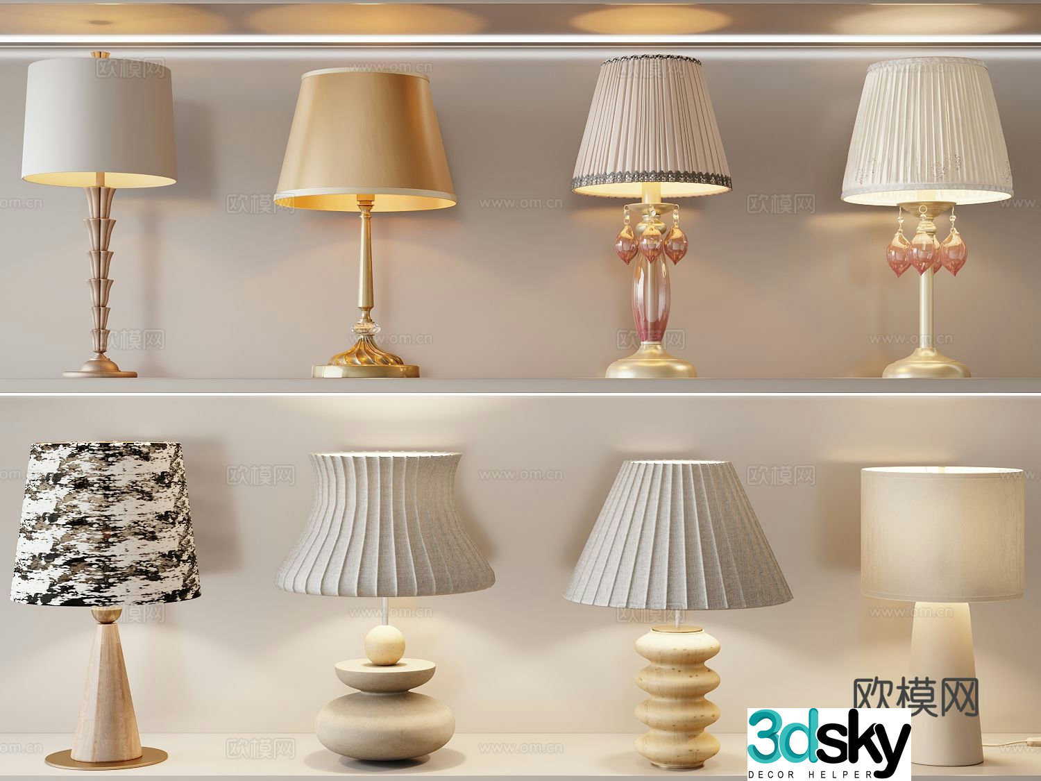 Cream style desk lamp 3d model
