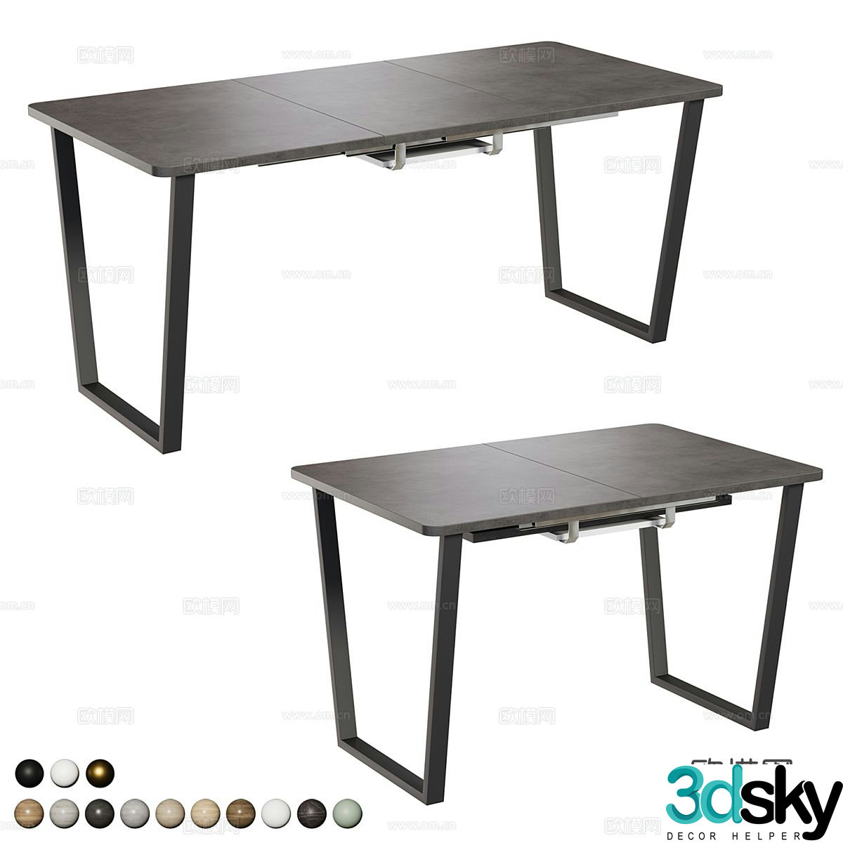 Nordic dining table strip dining table 3d model