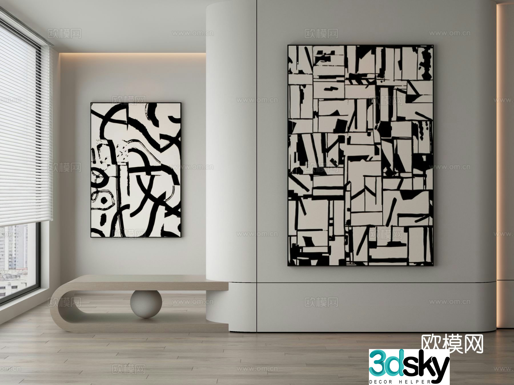 Modern abstract painting decorative painting 3d model
