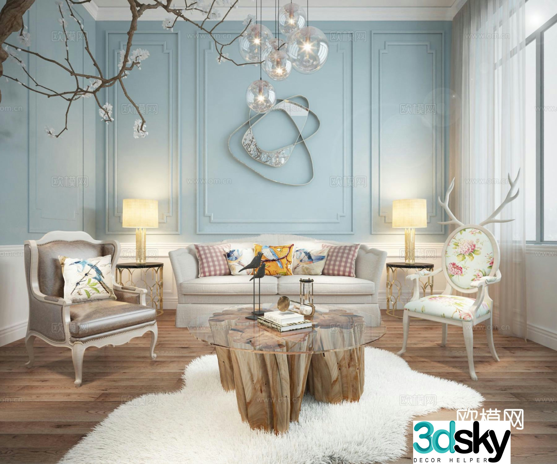 European style living room 3d model