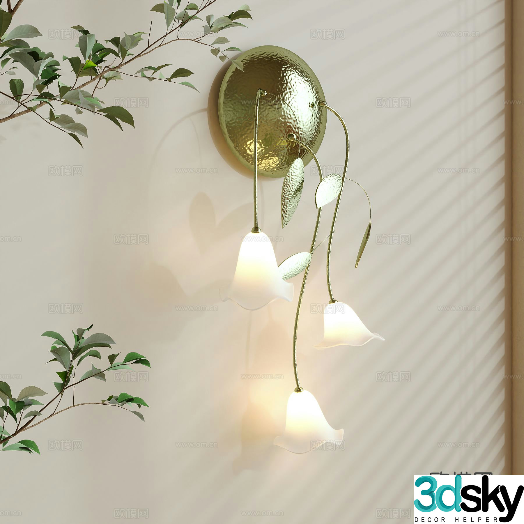 Light luxury wall lamp Lily of the valley wall lamp 3D model
