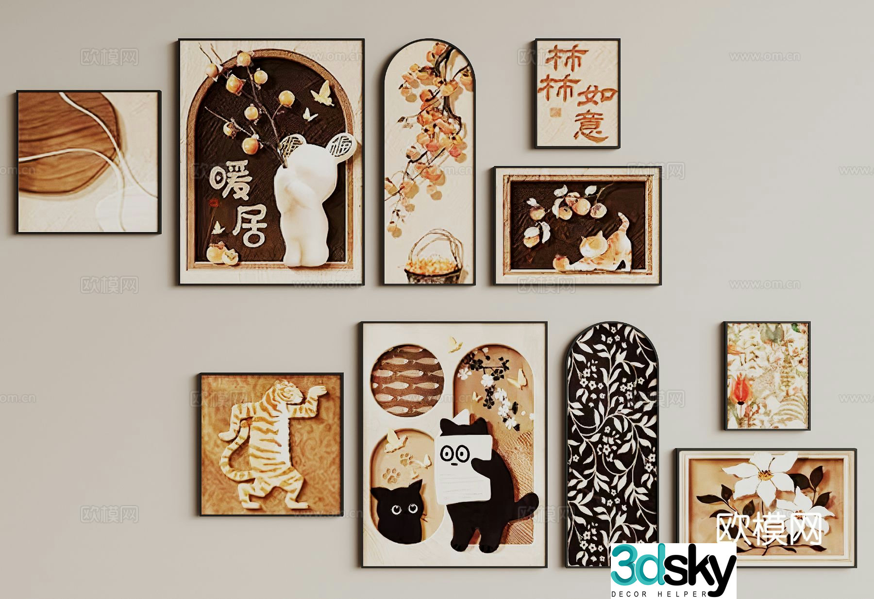 Medieval hanging paintings art paintings decorative paintings 3D model