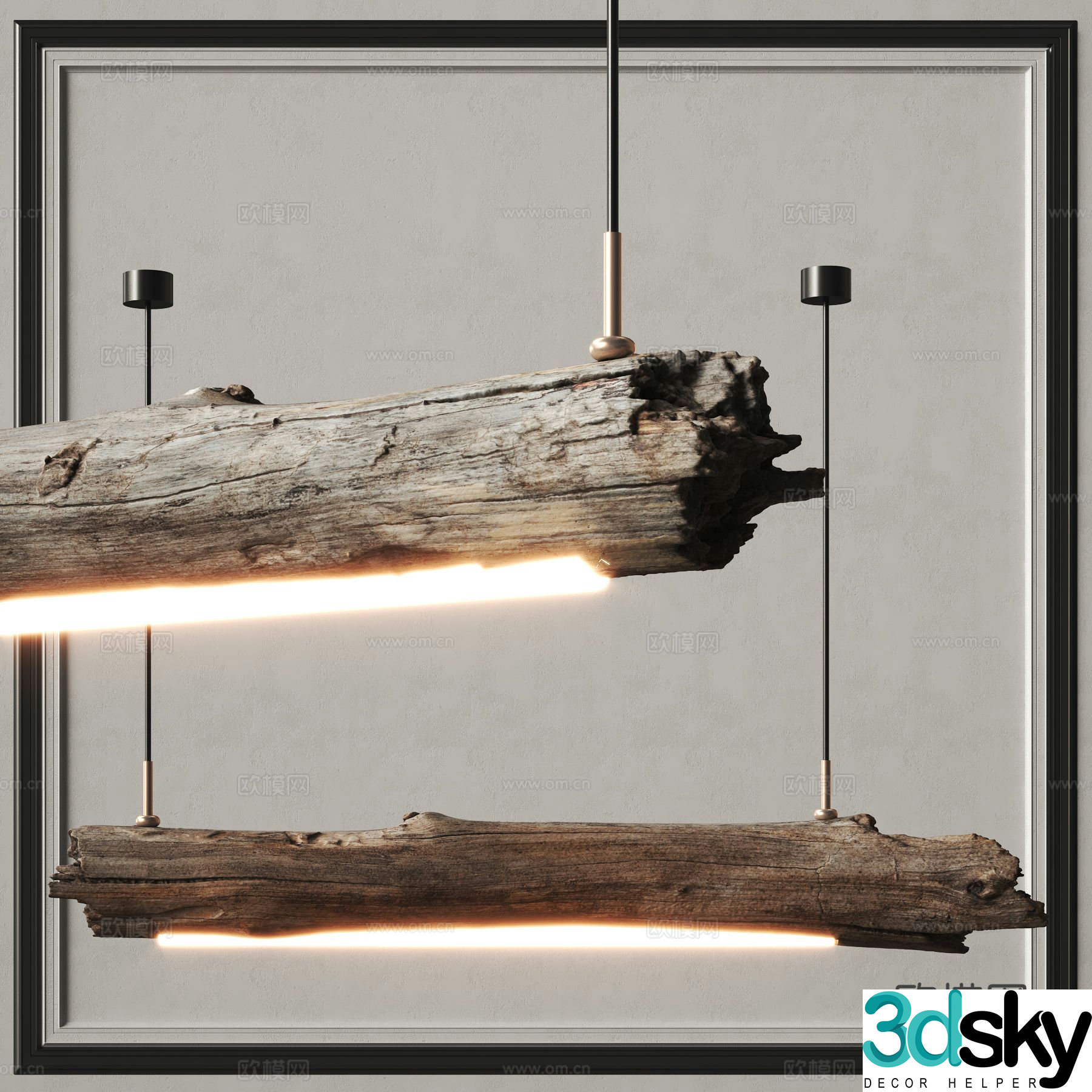 wabi-sabi chandelier tree trunk chandelier wood chandelier 3d model