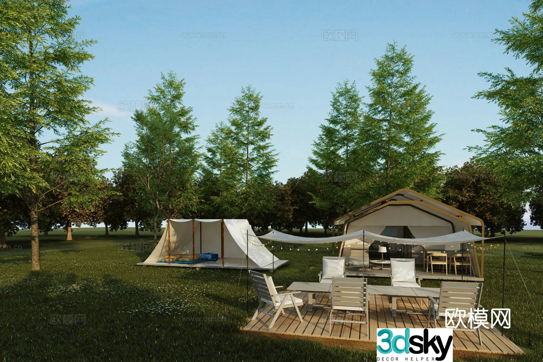 Modern campsite 3d model