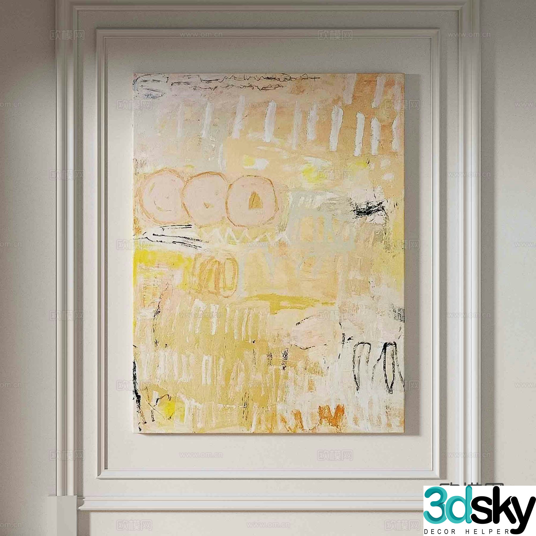 Simple European texture painting decorative painting 3d model