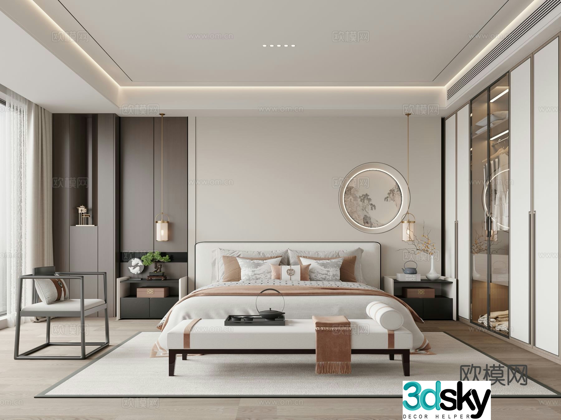 New Chinese style bedroom master bedroom 3d model
