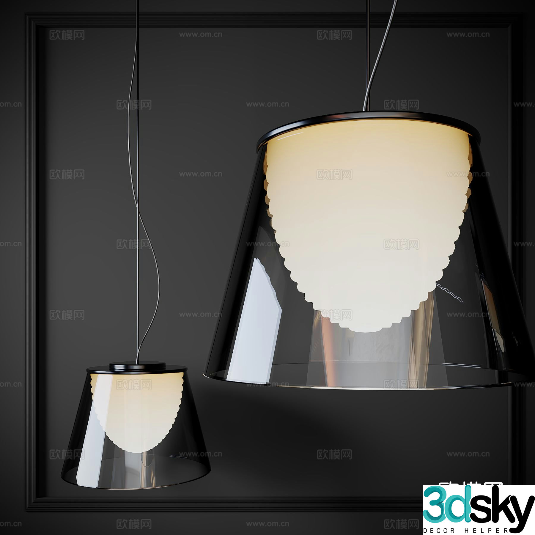 Italian glass chandelier 3d model