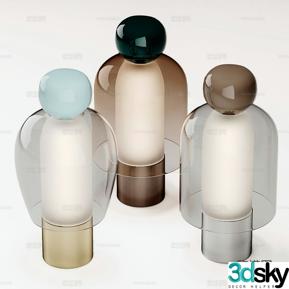 Light luxury table lamp glass table lamp d model