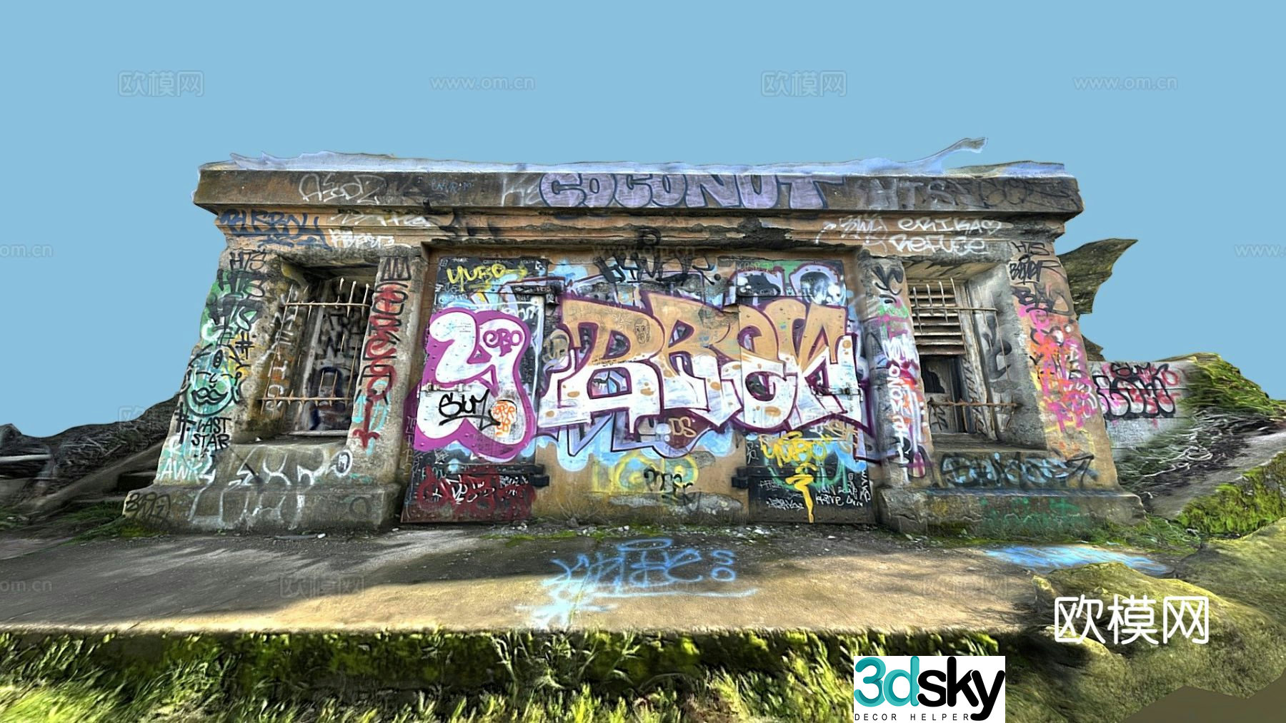 Graffiti brick wall art painted wall 3d model