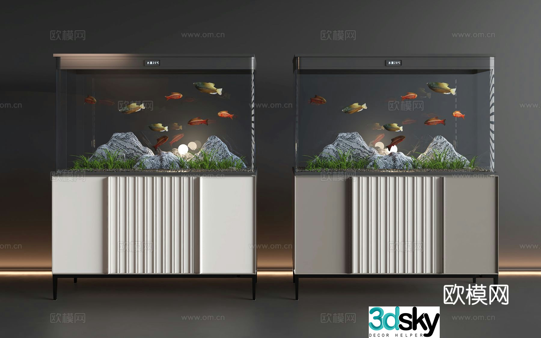 Modern fish tank aquarium 3d model