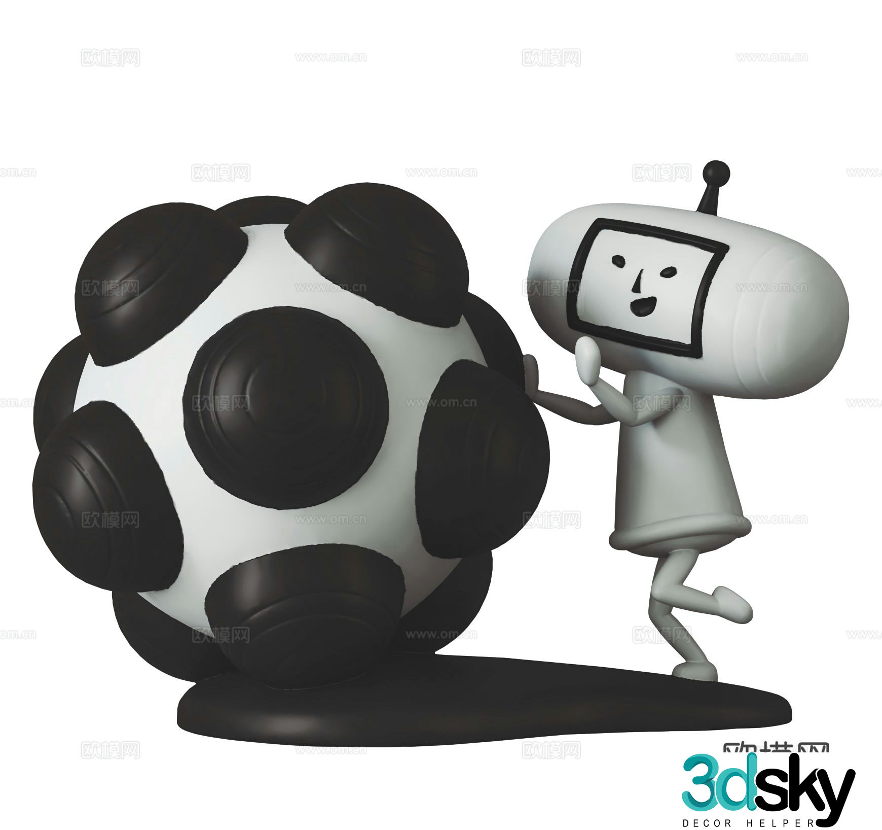 Cartoon trendy toys sculpture doll ornaments 3d model