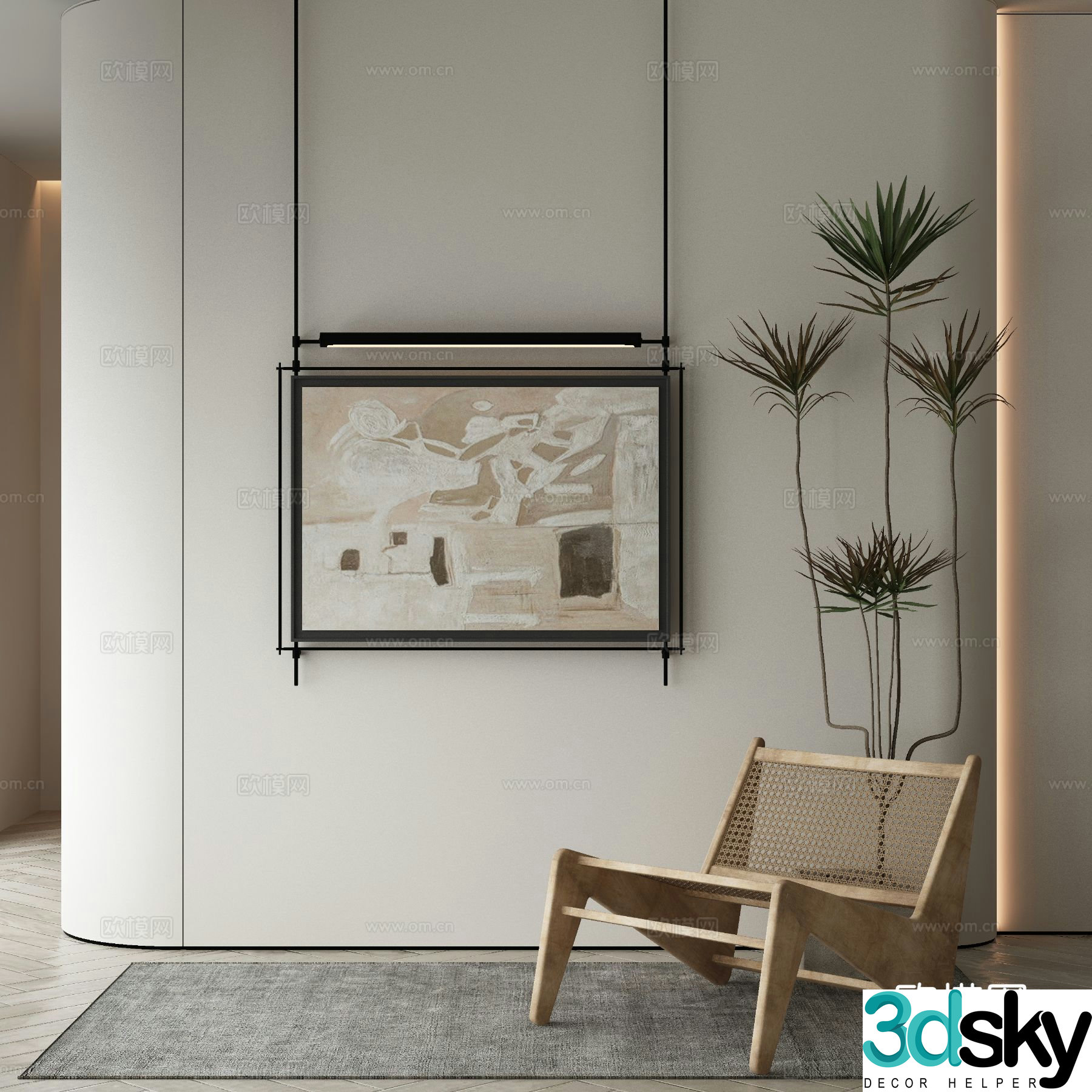 Modern decorative painting abstract oil painting 3d model