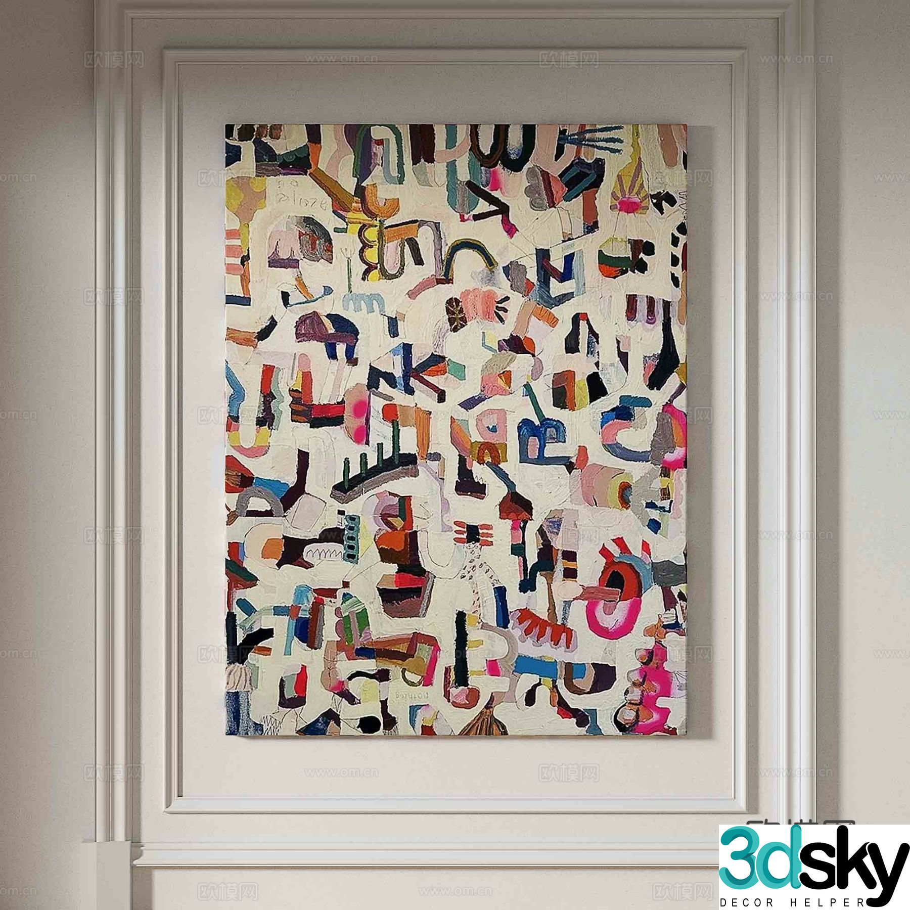 Simple European abstract painting decorative painting 3d model