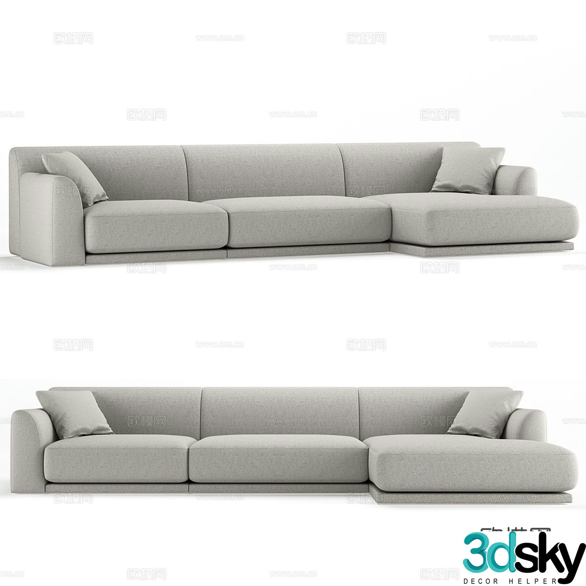 Three seater sofa upholstered sofa 3d model