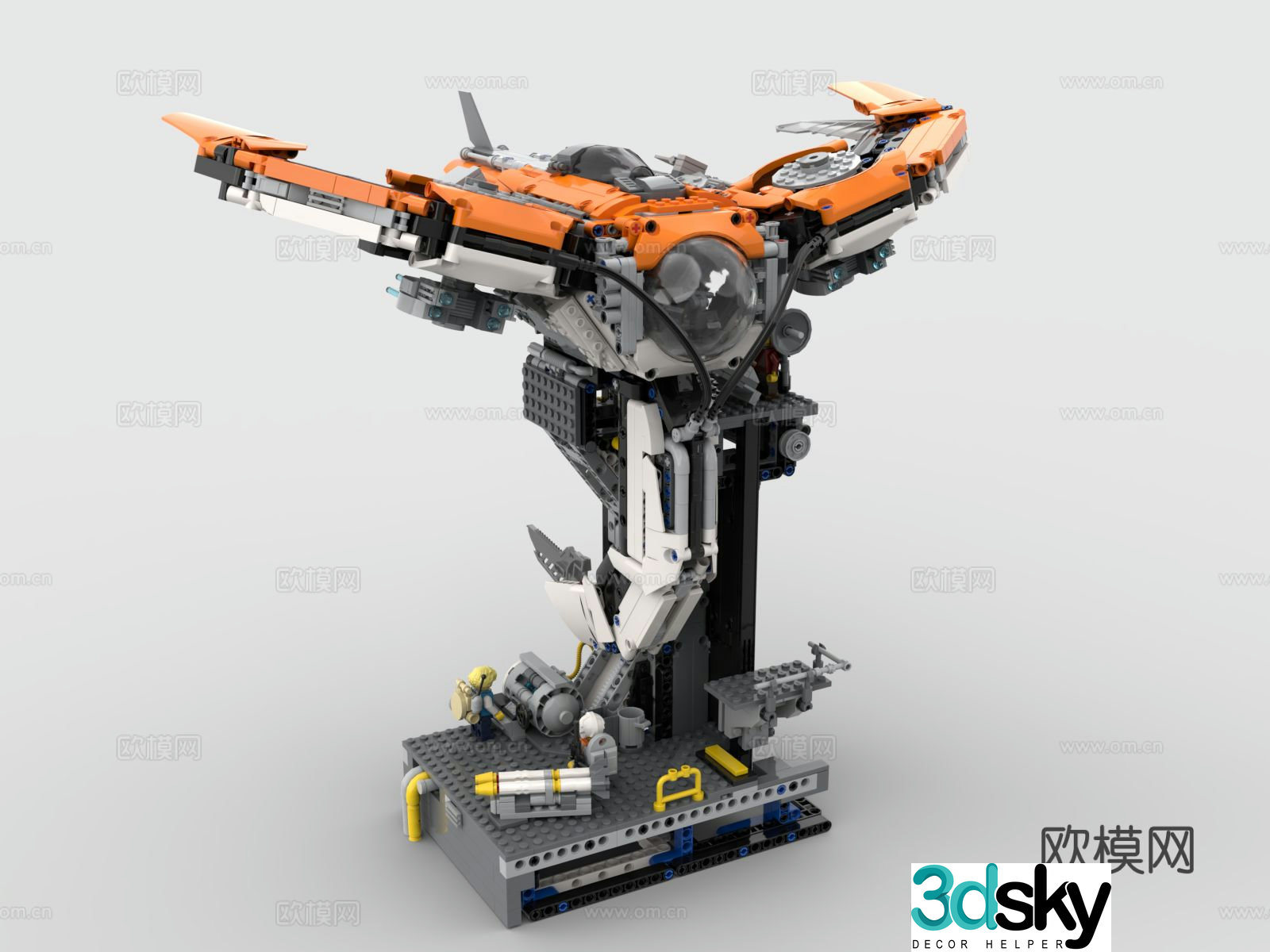 Lego toys building blocks fighter science fiction fighter maintenance platform 3d model